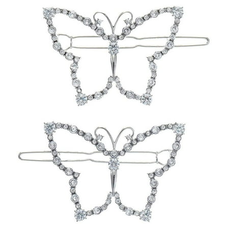 Believe by Brilliance Fine Silver Plated Butterfly Hair Clips, 2 Pieces