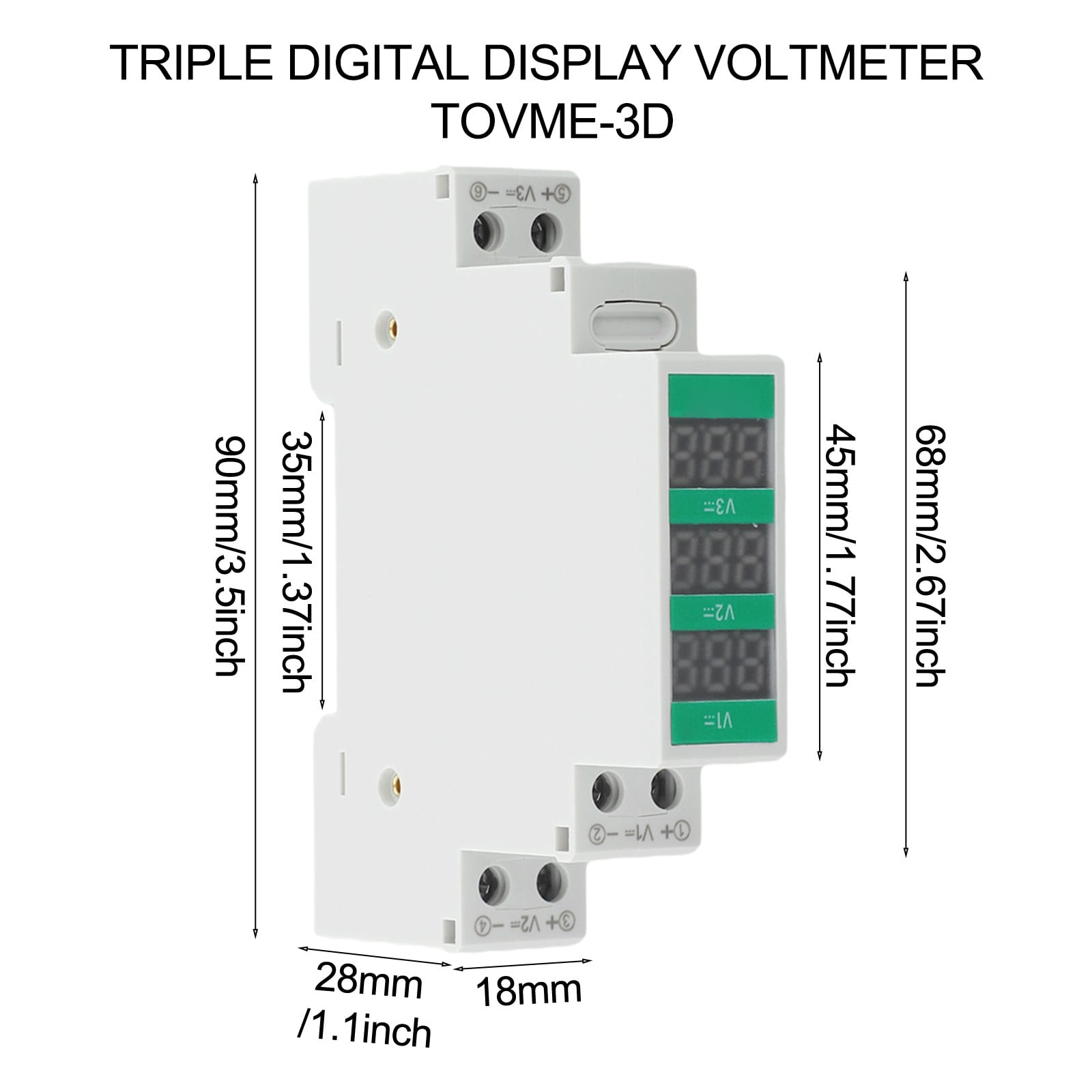 2/3Way for Din Rail Mount Voltage Meter DC11V-310V LED Digital Display Detector
