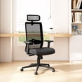 thumbnail image 2 of Silla de trabajo Boss Office Products de malla con reposacabezas negra, 2 of 9