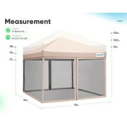 Quictent 8x8 Ez Pop up Canopy with Netting Screen House Room Tent Mesh Sides Walls with Roller Carry Bag Tan
