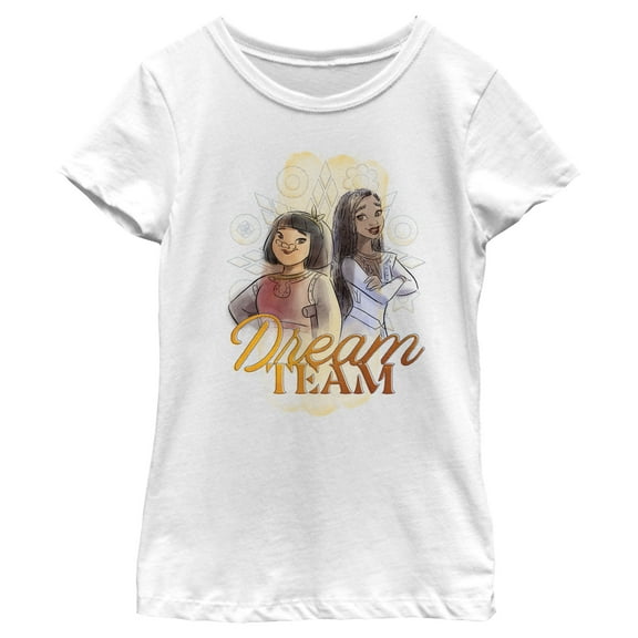 Girl's Disney Wish Asha and Dahlia Dream Team  T-Shirt - White - Large