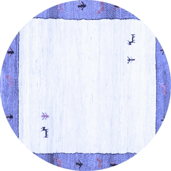 Ahgly Company Machine Washable Indoor Round Solid Blue Modern Area Rugs, 8' Round