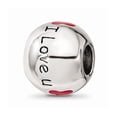 thumbnail image 1 of 925 Sterling Silver Reflections Black & Red Enamel I LOVE U Bead; for Adults and Teens; for Women and Men, 1 of 1