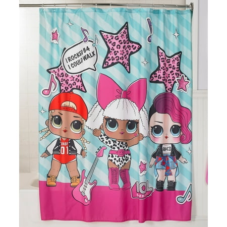L.O.L. Surprise! Blue,Pink,White,Multi-color Animation,Graphic Prints,Novelty Polyester Shower Curtains, 72" x 72"
