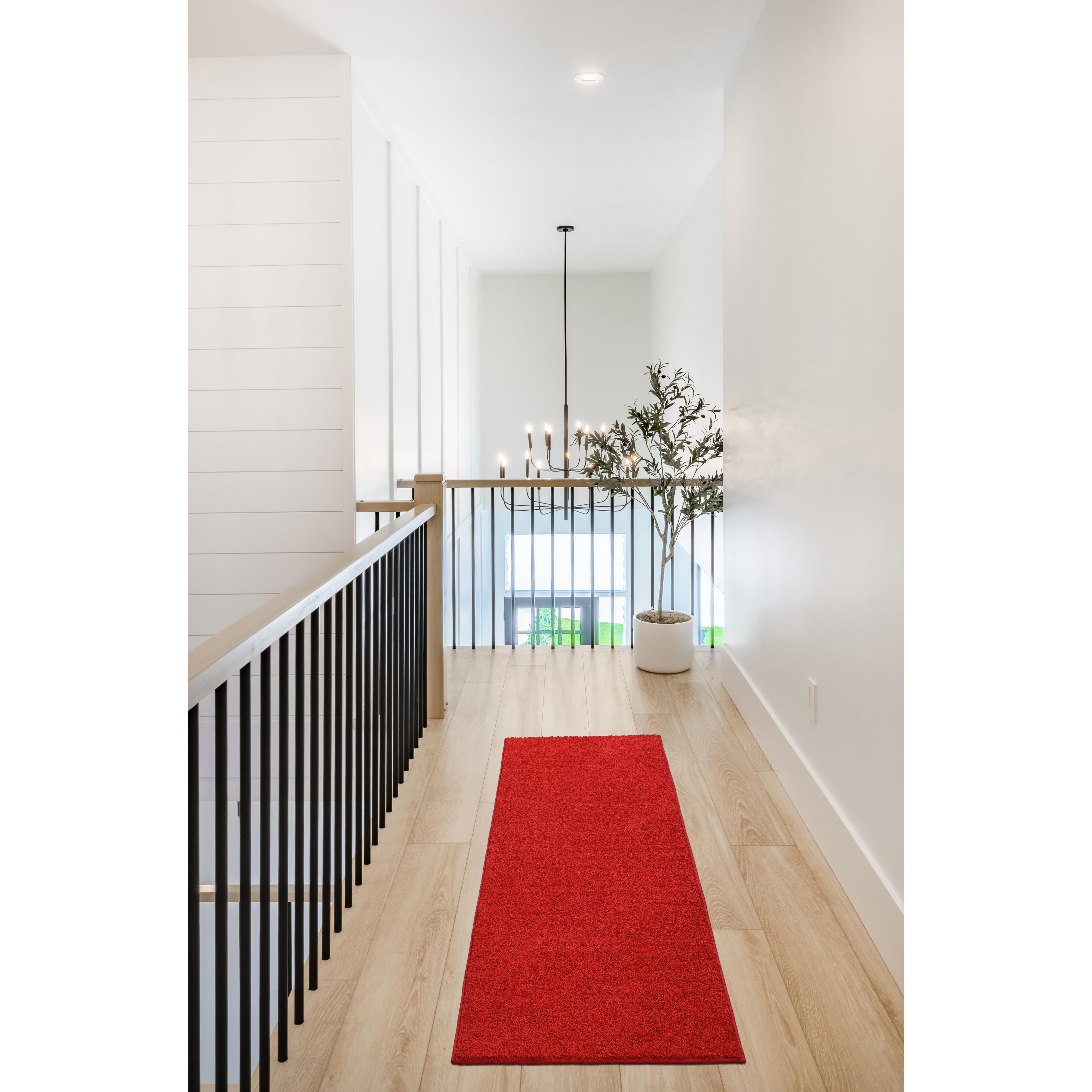 Garland Rug Palmer Plush Washable Classic Red Indoor Runner Rug, 2' x 6'
