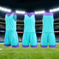 thumbnail image 2 of XINXIAOO Kids Sports Shorts Set Blue Boys Girls Basketball Jersey Outfit 2pc Breathable Lightweight Tracksuit Tank Top Track Shorts For Practice and Competition 7-8 Years, 2 of 6