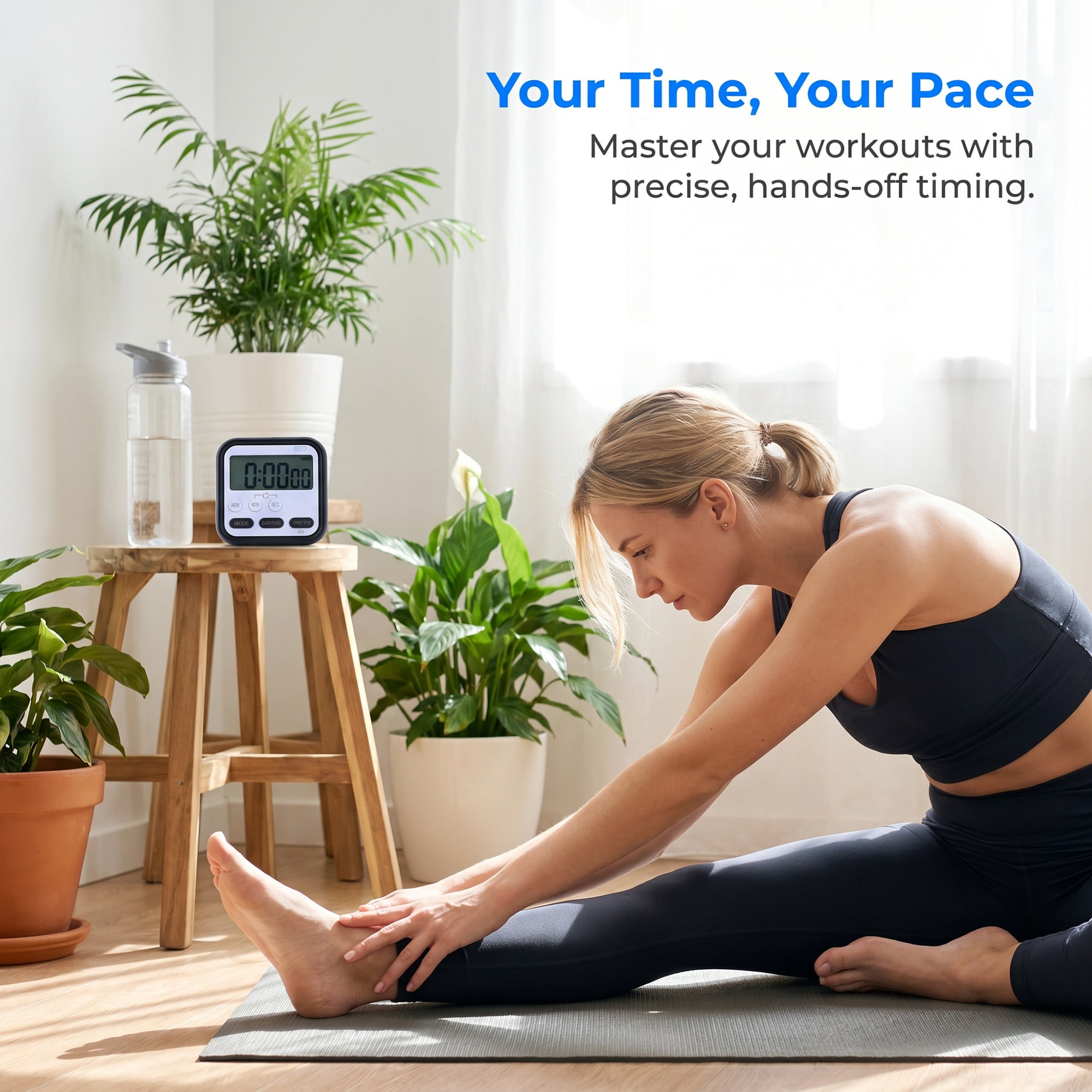 Unique Bargains Timer with Loud Alarm and Magnetic Backing for Classroom Black