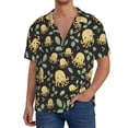 thumbnail image 7 of Lsque Octopuses And Leaves print Men's Cuban Collar Short Sleeve Shirt Summer Beachwear Casual Button Down Fashionable Vacation Leisure Shirt-3X-Large, 7 of 7