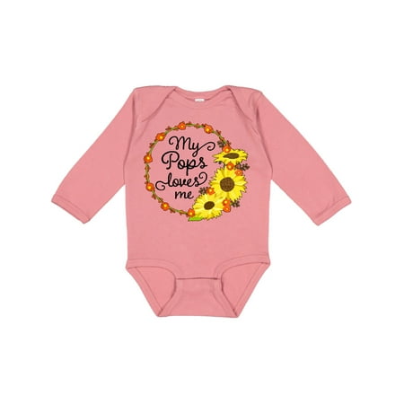 

Inktastic My Pops Loves Me with Sunflower Wreath Gift Baby Boy or Baby Girl Long Sleeve Bodysuit