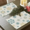 thumbnail image 5 of Winter Snowflakes Placemats Set of 4, Gold Blue Tabletop Dining Table Place Mats Home Kitchen Decor, Seasonal Farmhouse Rustic Christmas Holiday Decoration 12 x 18 Inch, 5 of 6