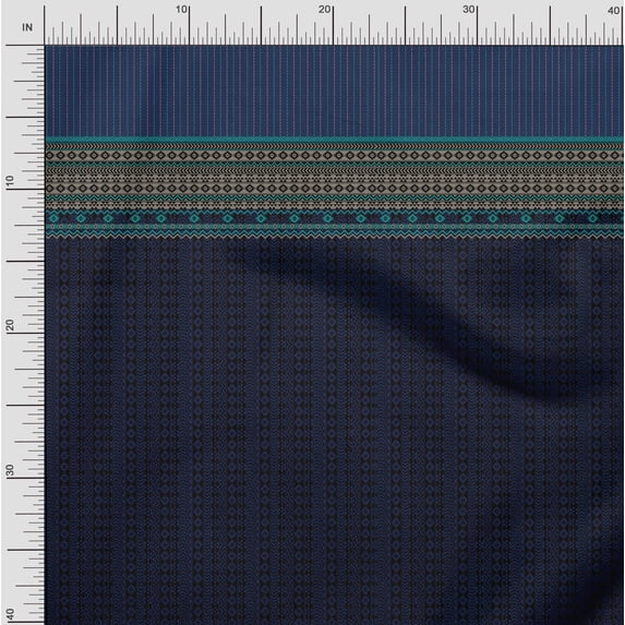 Soimoi Viscose Chiffon Fabric Stripe & Aztec Panel Print Fabric by The Yard 42 Inch Wide