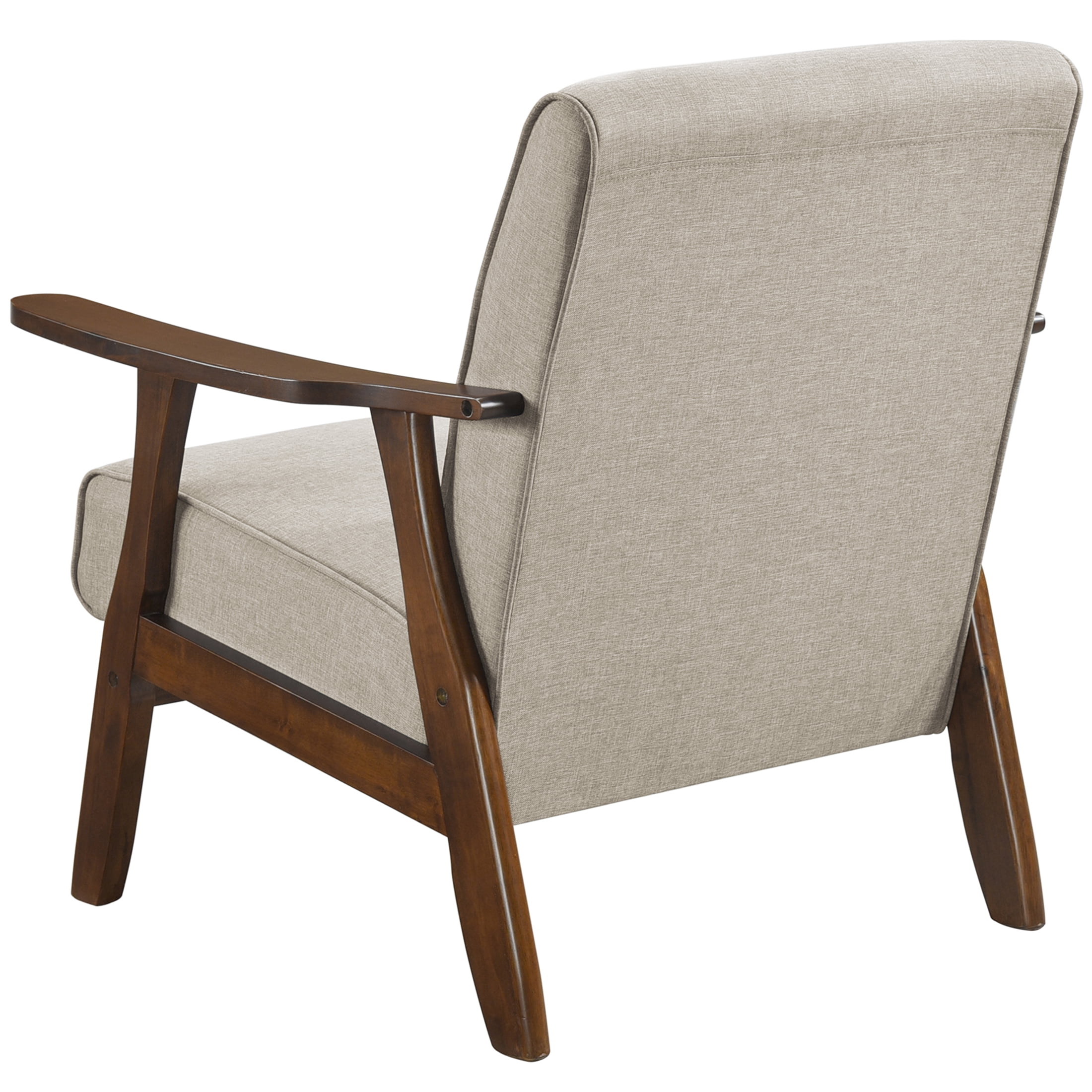 Castle Place Mid-Century Upholstered Linen Accent Chair, Warm Grey