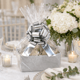 thumbnail image 5 of 12 Inch Large Pull Bow, Decorative Gift Wrapping Flower Bow for Basket Present Party Wedding Decor, Silver, 5 of 7