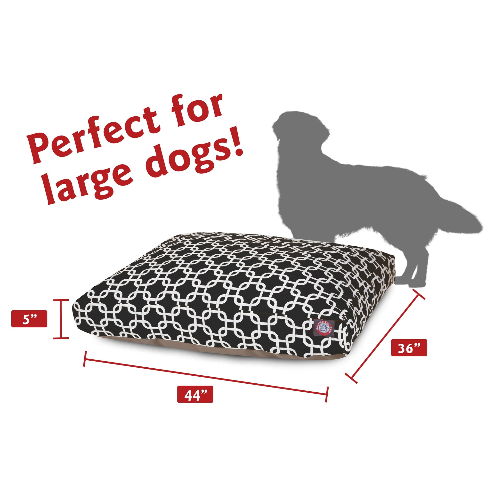 Majestic Pet | Links Shredded Memory Foam Rectangle Pet Bed For Dogs, Removable Cover, Black, Large