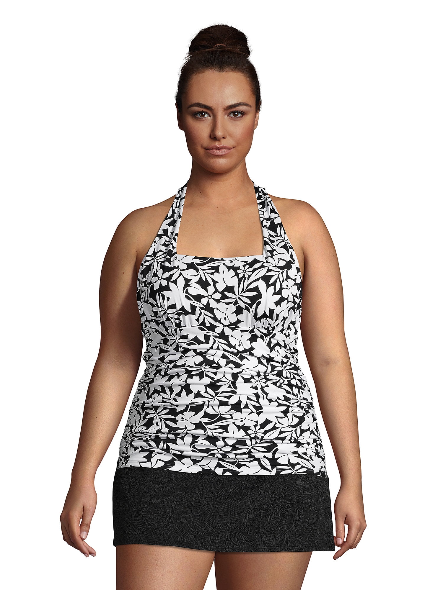 Lands' End Women's Plus Size Chlorine Resistant Square Neck Halter Tankini Swimsuit Top