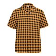thumbnail image 5 of joogoo Men's Hawaiian Shirt Orange Checked Grid Pattern Short Sleeve Casual Button Down Shirts L, 5 of 6