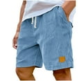 thumbnail image 2 of Tqyyweavej Men's Plus Corduroy Shorts Drawstring Wide Leg Solid Color Athletic Shorts Elastic Waisted Baggy Workout Shorts with Pockets, 2 of 5