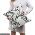 thumbnail image 5 of Ambesonne Leaves Fabric by the Yard Upholstery, Leaves Sticks Oriental, 5 Yards, Pale Grey Black White, 5 of 5