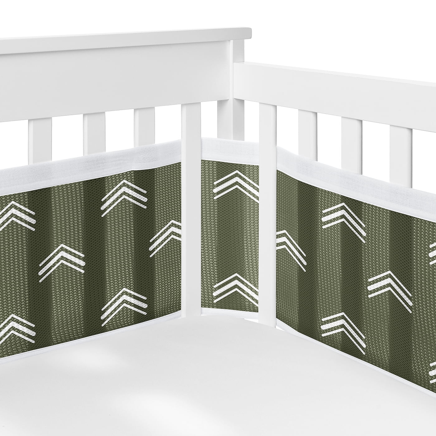 Sweet Jojo Designs Diamond Tuft Hunter Green Boy, Girl, Unisex/Gender Neutral Crib Bedding + BreathableBaby Breathable Mesh Liner