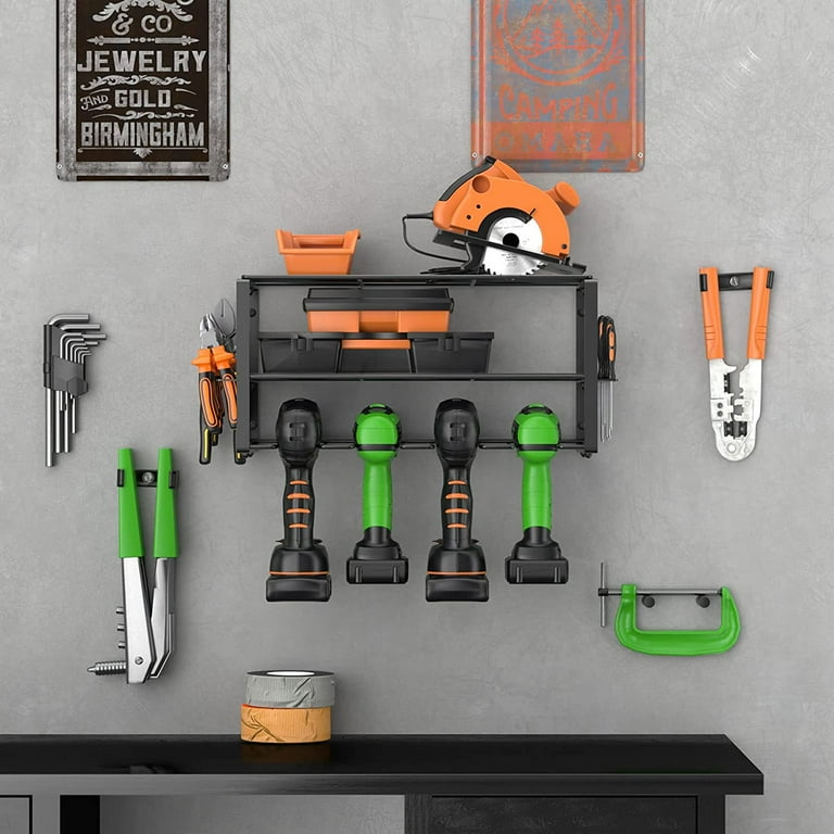 Oumilen 2 Pack Cordless Drill Holder Wall Mounted Utility Rack