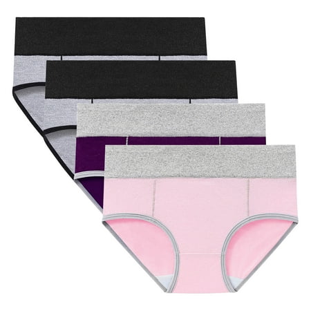 ATOYSOY Women s Clearance Solid Panty Classic Briefs Girls Comfy Stretchy Plus Size Hip Lifting Cotton Panties  4 Pack Multipack Underpants Shapewear Control Briefs for Ladies Pink XL