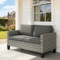 thumbnail image 2 of Outsunny 2 Seater Patio Sofa, Rattan Outdoor Couch with Cushions, Dark Grey, 2 of 10