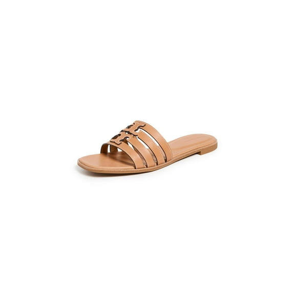 Tory Burch Women's INES Leather Cage Slides, Camello/Camello, 7
