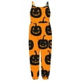 thumbnail image 4 of Odeerbi Toddler Girls Halloween Sleeveless Jumpsuit Strap Romper Kids Comfortable Cute Halloween Print Suspenders Leisure Long Pants Toddler Clothes Orange, 4 of 5