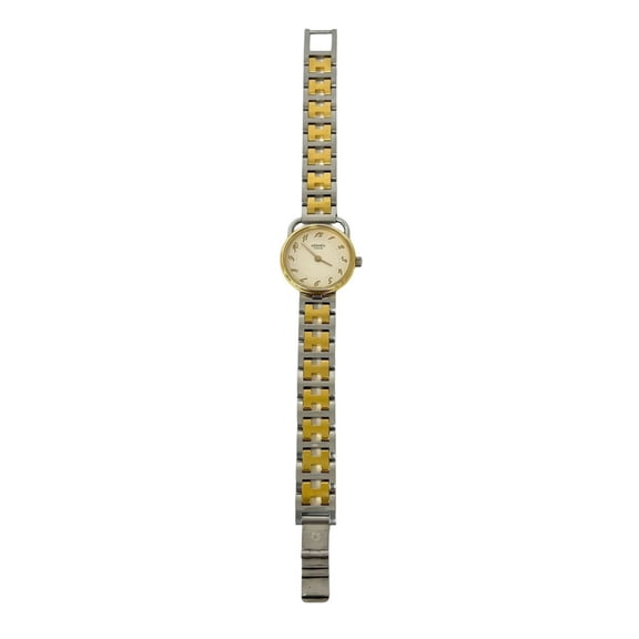 Pre-Owned HERMES Arceau H Logo Belt Stainless Steel GP Quartz Wristwatch Silver Gold 34591