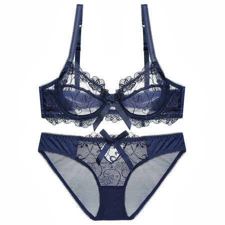 Sentmoon Lingerie for Women Women s-thin Transparent Embroidered Breathable Sexy Lace Bra Bra Plus Size Bra Set Women s Lingerie  Sleep & Lounge Valentines Day Gifts for Her Fall Saving