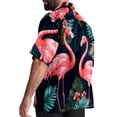 thumbnail image 3 of Flamingo Tropical Rainforest Men's Short Sleeve Hawaiian Shirt, Casual Printed Button Down Beach Tops for Summer, Spread Collar Mens Shirts Unisex, 3 of 6