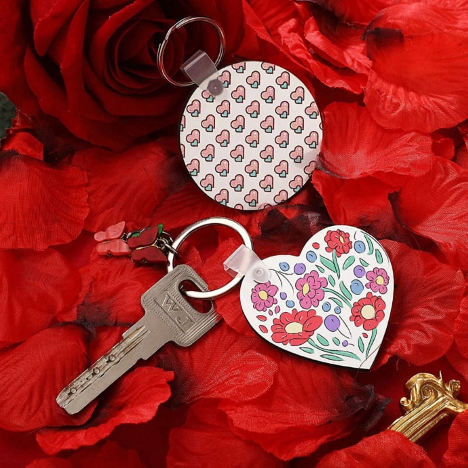 MDF Blank Keychain with for Key Ring Double-Side Printed Heat Transfer Keychain for Christmas Valentine Graduation Prese