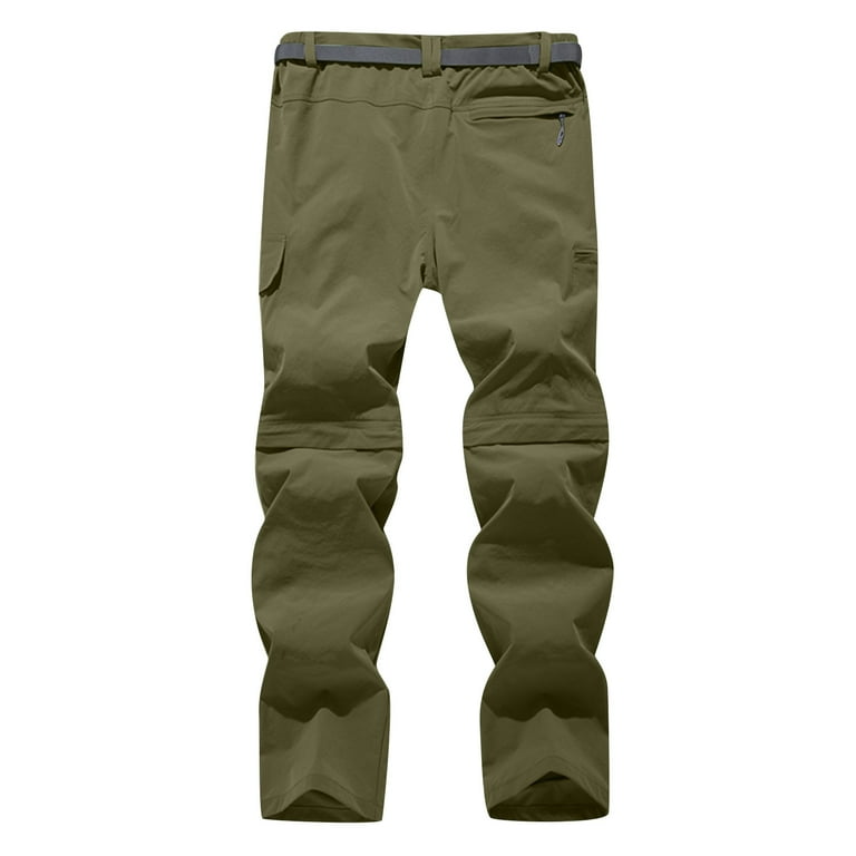 Xflwam Mens Hiking Pants Quick Dry Lightweight Fishing Pants Convertible Zip Off Cargo Work Pants Trousers Army Green 3XL, Men's