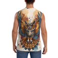 thumbnail image 4 of Fotbe Colorful Owl Tattoo Art Men's Camiseta sin Mangas Estampada para Hombres, Playera Casual para Gimnasio, Entrenamiento, Playa-Small, 4 of 7