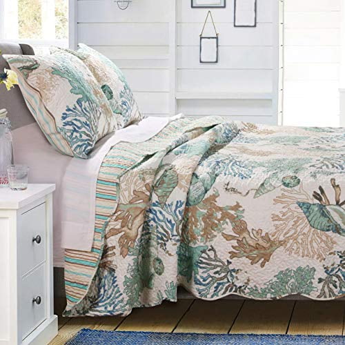 GH Beach Theme Ocean Coastal Quilt Twin/Twin XL Bedding Set - Nautical