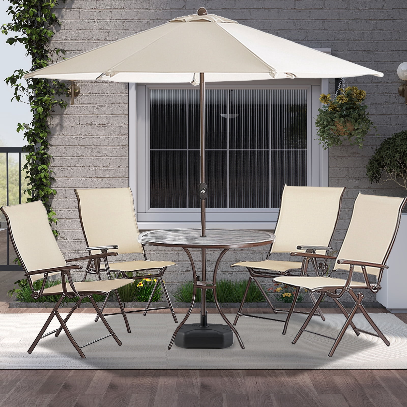 Gymax Fillable Patio Umbrella Base Outdoor Market Umbrella Stand w/ Handle for Yard
