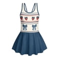 thumbnail image 4 of COEQINE Swim Dress for Girls, One Piece Swimwear with Attached Skirt & Built-in Brief, Comfortable Tank Neckline & Secure V-Back, for Pool & Beach, Sizes 8-9, Strawberry Bow Dark Blue, 4 of 8