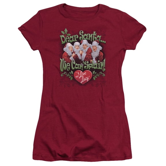 I Love Lucy - Dear Santa - Juniors Teen Girls Cap Sleeve Shirt - Medium