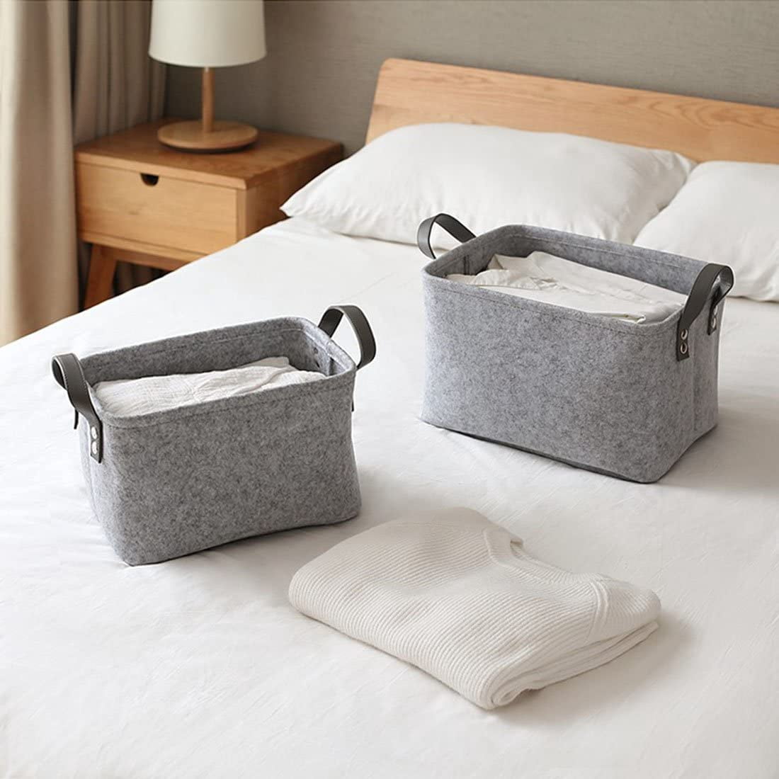 Goodpick Panier de rangement en corde pour étagères, panier tissé carré pour l'organisation et le rangement, panier rectangulaire pour livres, jouets, serviettes, panier cadeau vide avec poignées