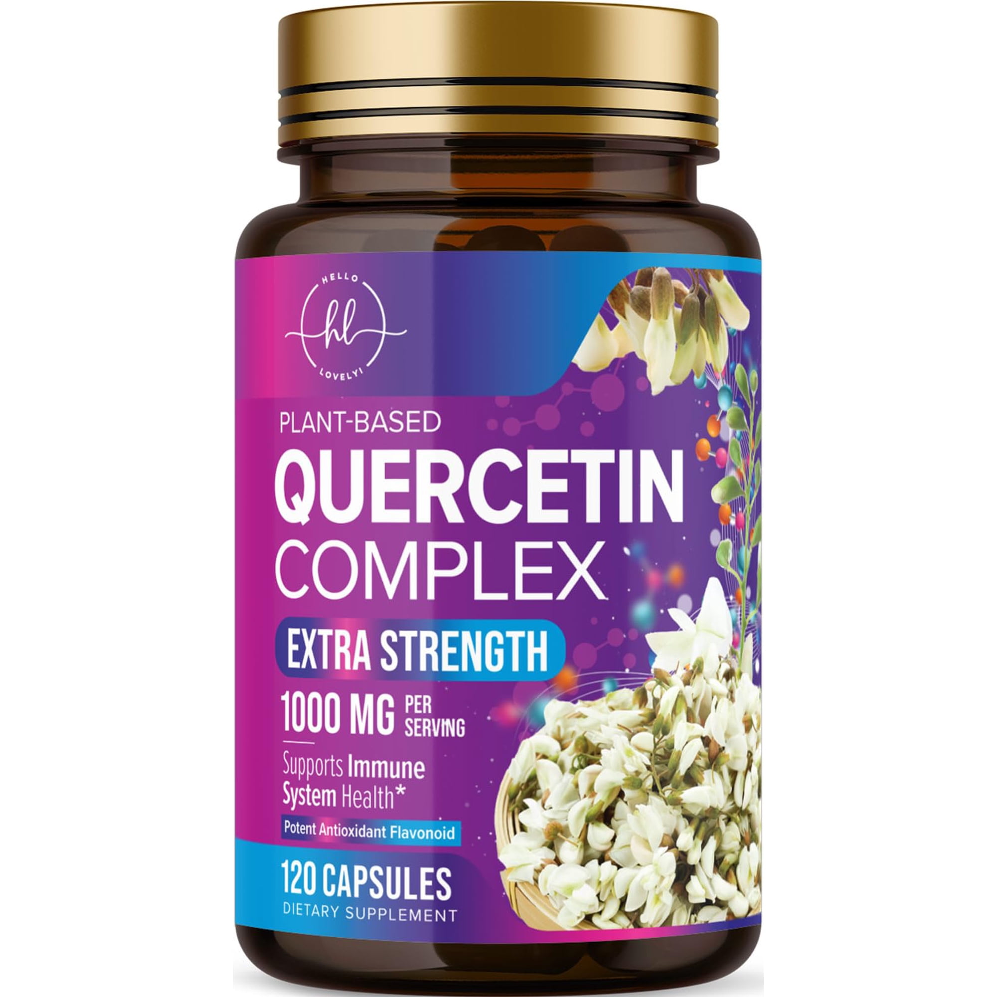 Quercetin Capsules - Advanced 1000mg Supplement - Extra Strength Seasonal & Immune Support with Antioxidants - Powerful Respiratory Health Support - Vegan & Bottled in USA - 120 Veggie Capsules
