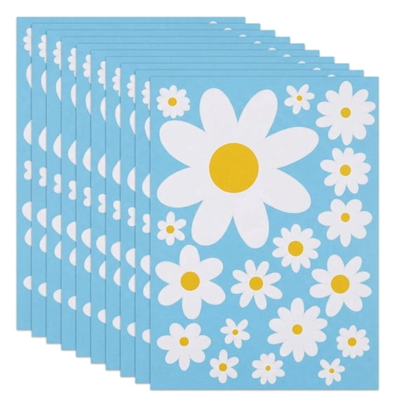 24 Sheets White Daisy Wall Decals, Removable Self Adhesive Flower Wall Stickers, DIY Decorative Wall Art for Bedroom Living Room Decor