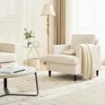 thumbnail image 3 of Modern Accent Chair, Upholstered Reading Armchair with Wood Legs, Mid-Century Leisure Comfy Single Sofa Chair for Living Room, Bedroom, Home, Office, Beige, 3 of 8