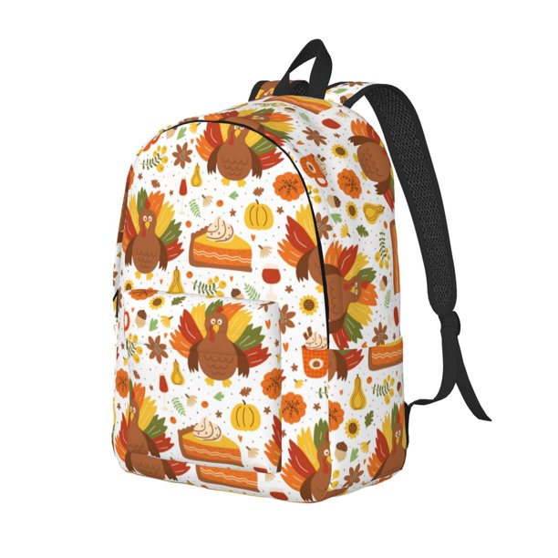 Balery Thanksgiving With Turkey Mochila Clásica Impresa Básica para Viaje, Mochila Escolar Resistente al Agua, Mochila de Lona con Correas Ajustables-Medium