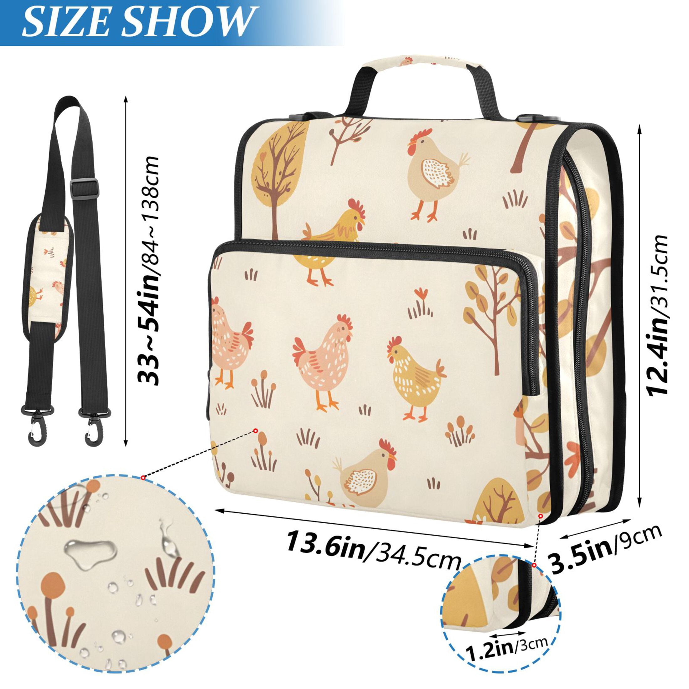 ALAZA Zipper Binder Cute Chicken and Trees 3 Ring Trapper Keeper File Folder Organizer Bag