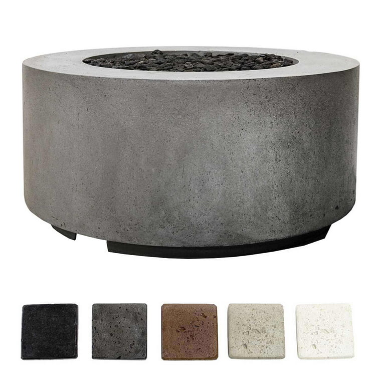 Light Concrete Gas Fire Pit, Cylinder Fire Pit In Light Grey