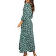 thumbnail image 3 of Wuffmeow Jupe Longue Bohème d'Été pour Femmes Manches 3/4 Fête de Vacances Plage Robe Longue, 3 of 7