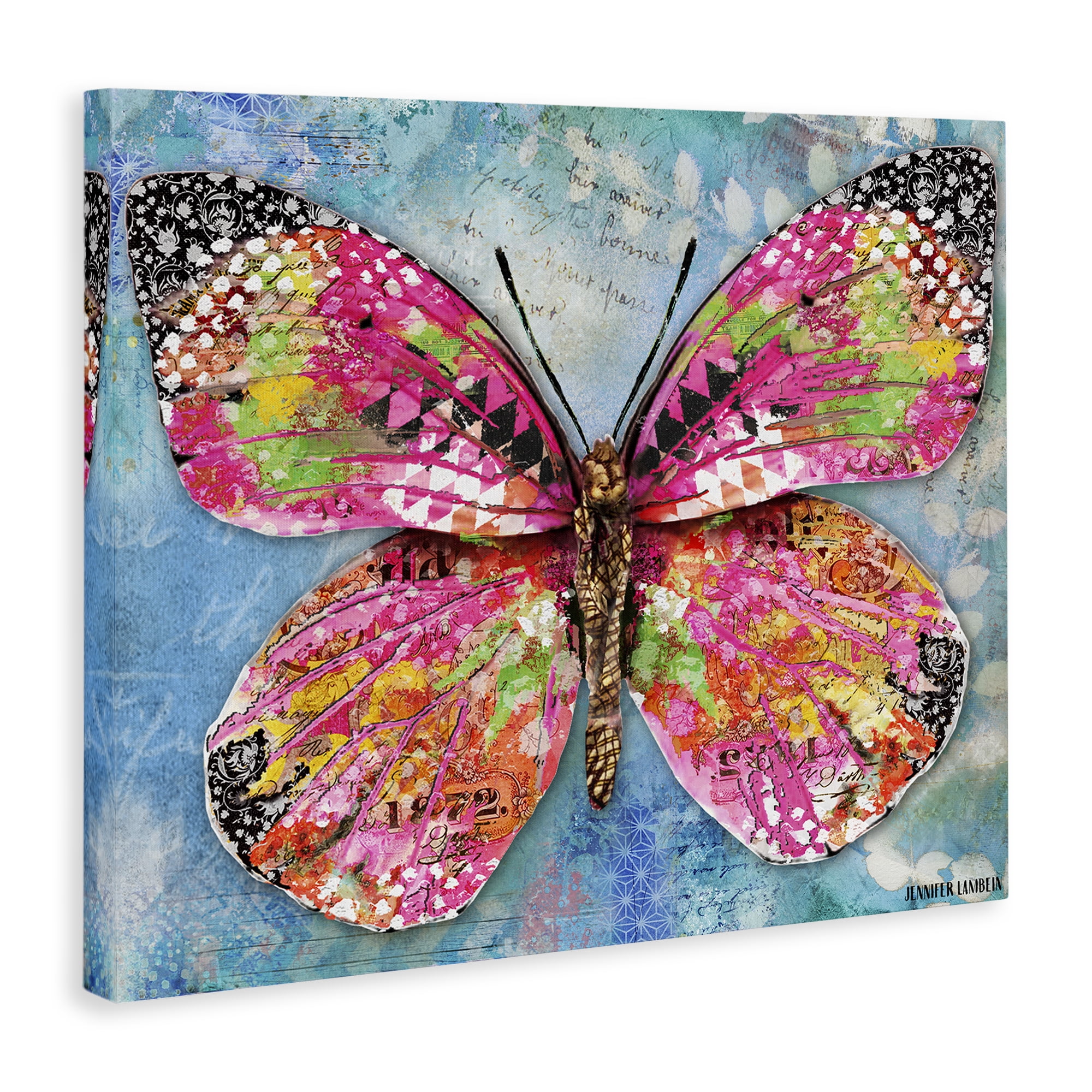 Stupell Industries Wonderland Butterfly Pattern Animals Painting Wrapped Canvas Art Print Wall Art, 48 x 36