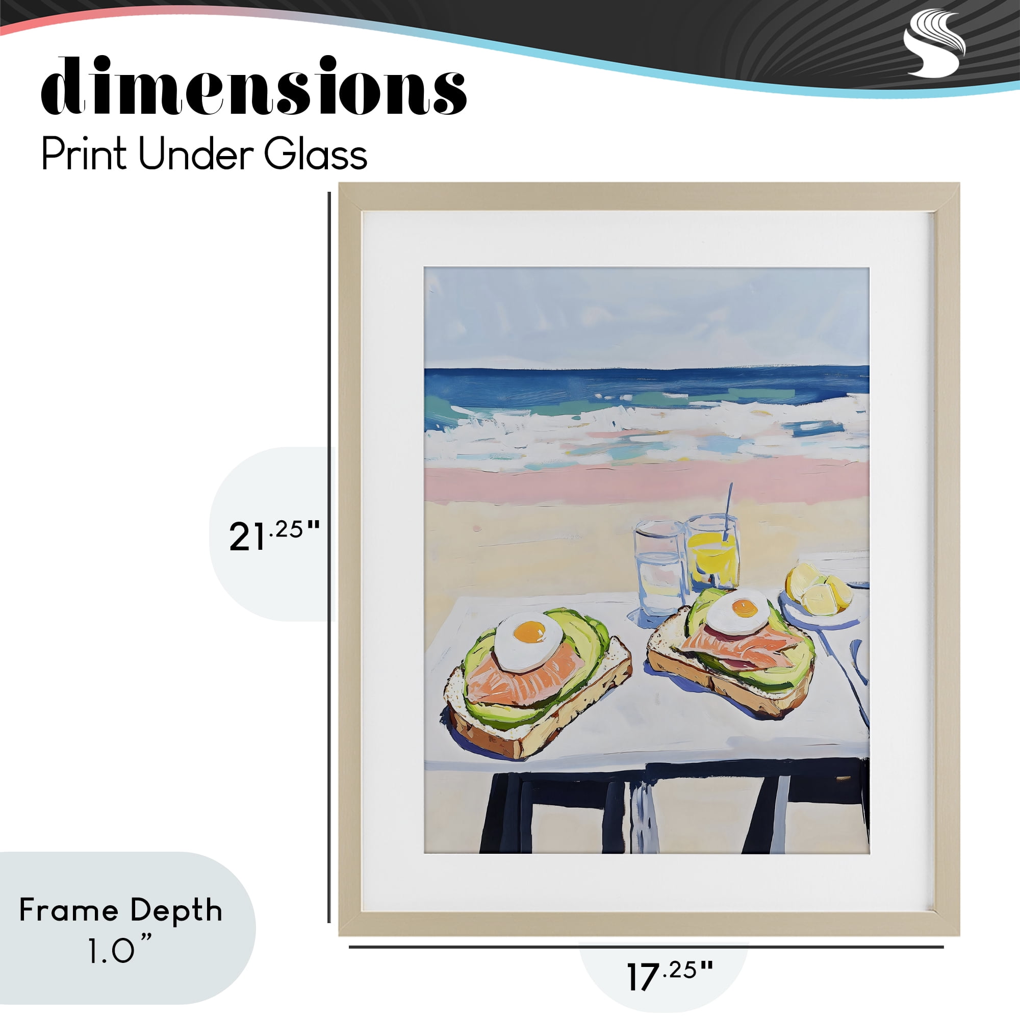 Stupell Industries Avocado Toast at Beach Birch Framed Print Under Glass, design by The Prints Vibe
