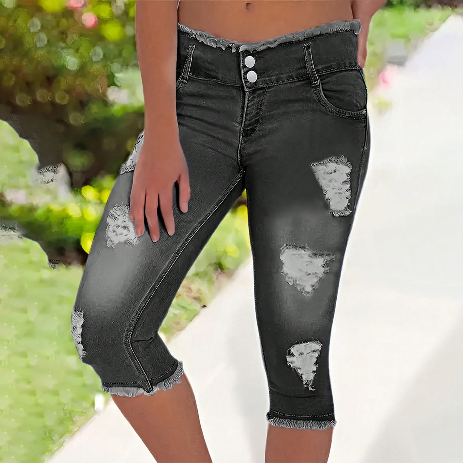 HKYNLAG Capri Jeans for Women Low Rise Stretchy Slim Fit Skinny