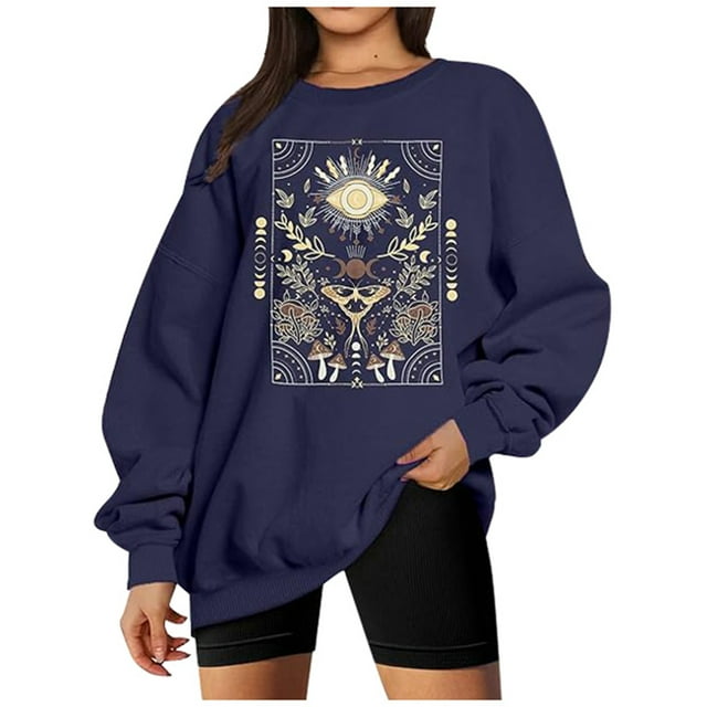UANWENN Sweat à Capuche Décontracté à la Mode Automne et Hiver Imprimé Col Rond Manches Longues Ample Chandail en Molleton Femmes Chandails en Molleton Femmes Cactus Chandails à Capuchon Femmes Crop Survêtement Blouses Mode
